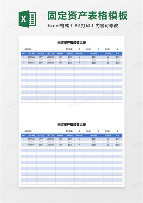固定资产报废登记表Excel模板下载_熊猫办公