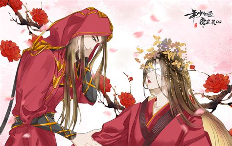 动漫头像男古风婚服女生
