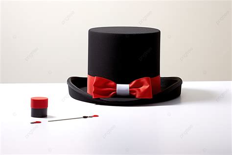 A Top Hat And Bow Are On A White Table Background, High Resolution, Bow ...