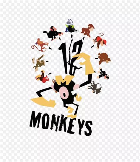 玩世不恭幽默插画海报插图-简单的猴子时钟插图PNG图片素材下载_图片编号288696-PNG素材网