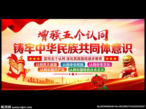 民族团结五个认同党建文化墙图片下载_红动中国