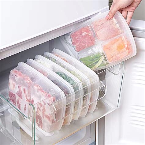 日式冻肉分格盒子冰箱收纳盒备菜肉类分装盒冷冻分隔保鲜盒批发-阿里巴巴