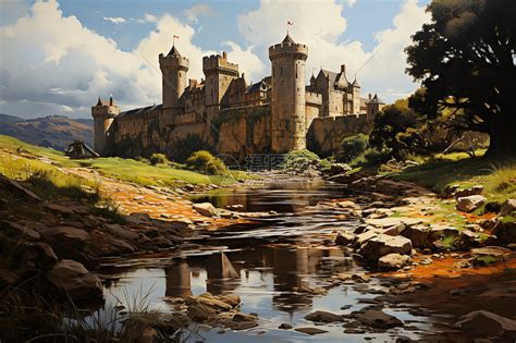 油画中世纪城堡插画图片下载-正版图片600532045-摄图网
