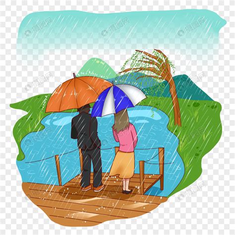雨中撑伞的男女元素素材下载-正版素材401048414-摄图网