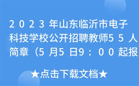 2023年山东临沂市电子科技学校公开招聘教师55人简章（5月5日9:00起报名）