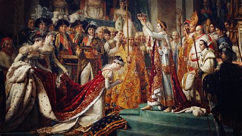 法国巴黎卢浮宫博物馆的油画拿破仑一世皇帝的加冕礼高清图片下载-正版图片501561349-摄图网