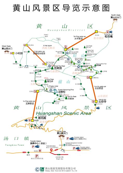 2019年黄山风景区高清导游地图手绘版-黄山市旅游地图