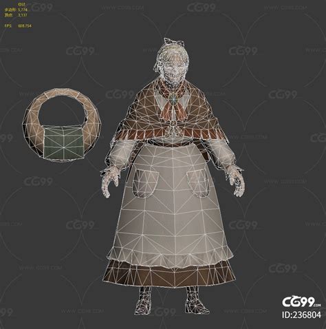 欧洲中世纪 老奶奶 村妇 欧洲 西方 村民 农妇 老妇人 老人 佣人 老婆婆-cg模型免费下载-CG99