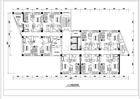 太原市尖草坪区某14层框架结构大酒店局部平面设计CAD图纸_框架结构_土木在线