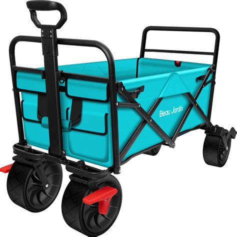 Clevr Large Collapsible Outdoor Wagon Cart with Wide All Terrain Wheels ...