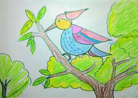 小鸟用蜡笔怎么上色,用蜡笔教你画鸟绘画