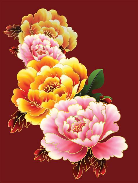 牡丹花画模板,中国画中的牡丹该怎样画