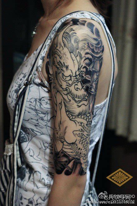 手臂黑麒麟纹身草图,花臂麒麟纹身图案