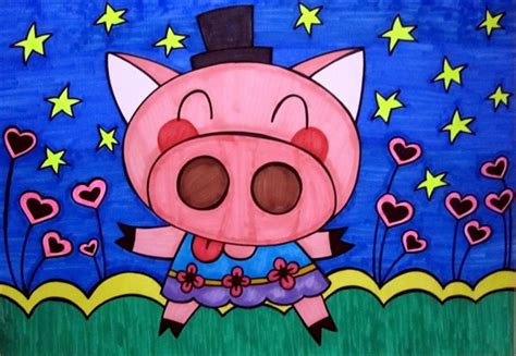 一笔画画小动物小猪