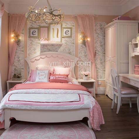 美式粉色儿童床