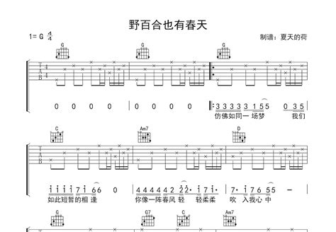 《野百合也有春天》的吉他谱?