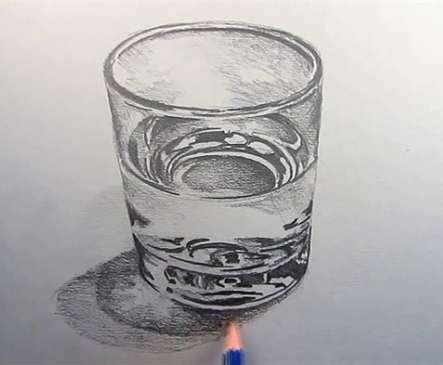 用什么方法素描透明玻璃杯,透明玻璃杯素描画