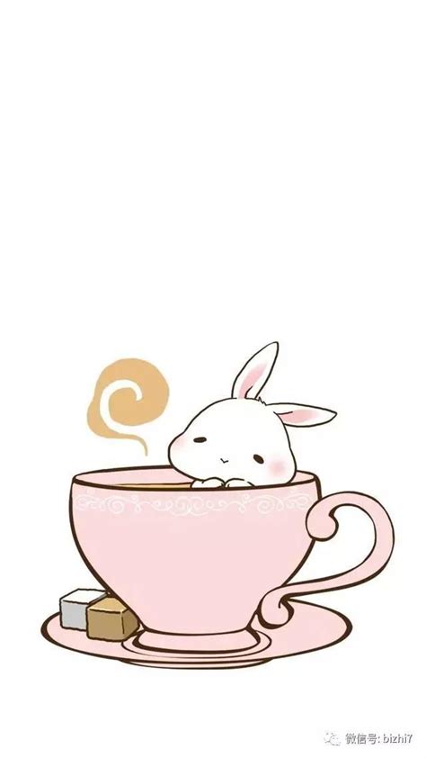 兔子喝奶茶的图片呆萌