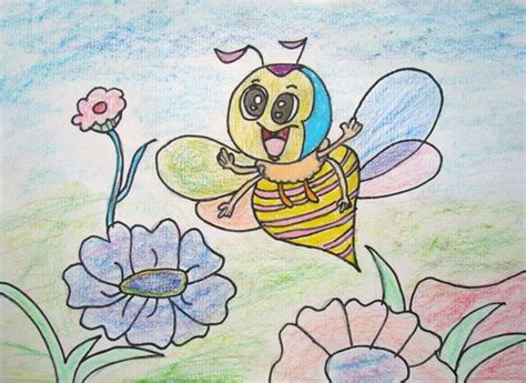 勤劳的小蜜蜂绘画