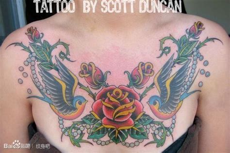 胸上纹身图案女玫瑰,一组玫瑰花纹身图案