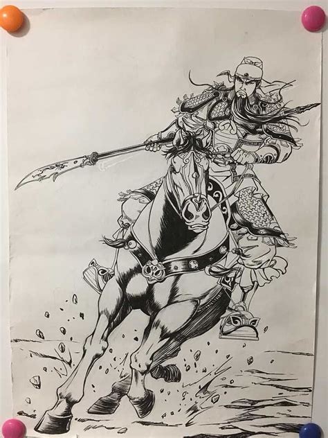 只是关羽的铅笔画,关羽过五关斩六将