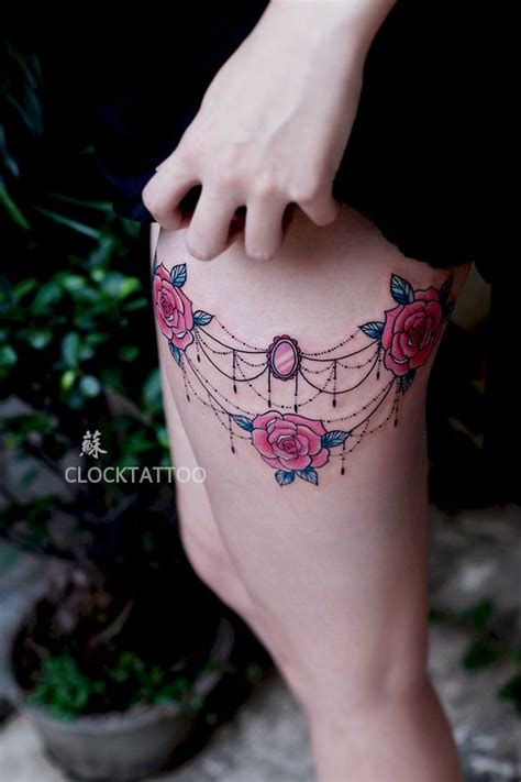 女生纹身图案大全大腿,盘点女神们的纹身图案