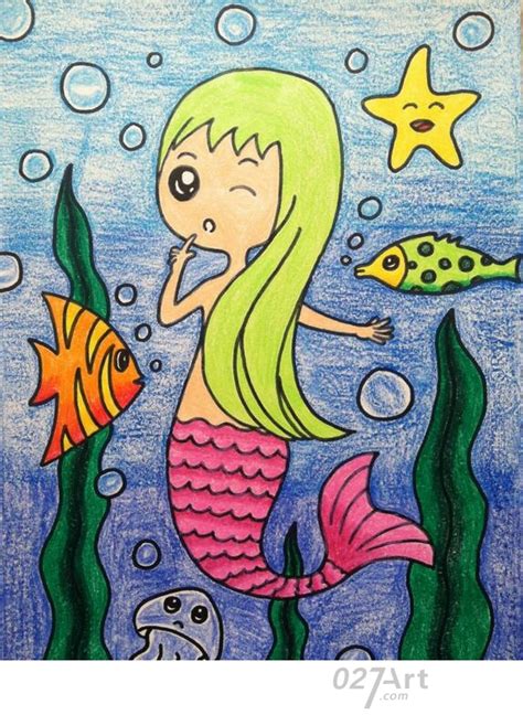 一二三年级画美人鱼叶罗丽